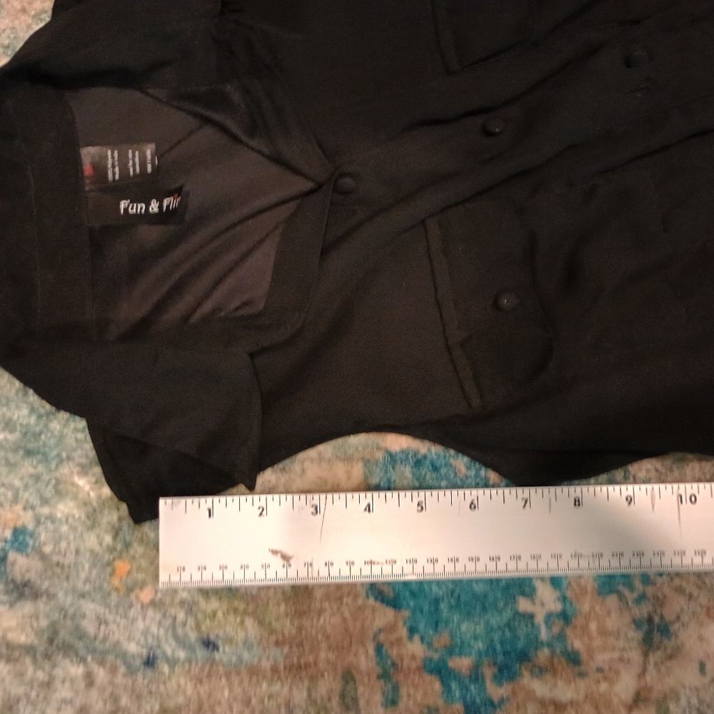 Fun and Flirt Black Sleeveless Sheer Button Down Hi-low Dress Size Medium - Picture 11 of 11